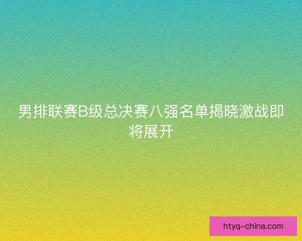 男排联赛B级总决赛八强名单揭晓激战即将展开